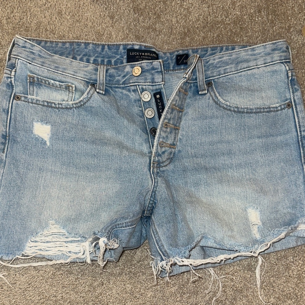 Lucky Brand Women's Distressed Light Blue Jean Shorts